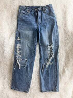 BlankNYC The Baxter High-Rise Distressed Straight Leg Jeans Size 27